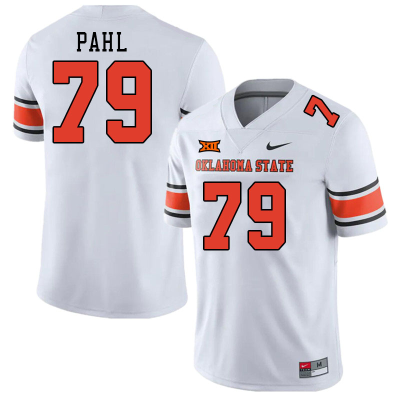Men #79 Wes Pahl Oklahoma State Cowboys College Football Jerseys Stitched-White - Click Image to Close